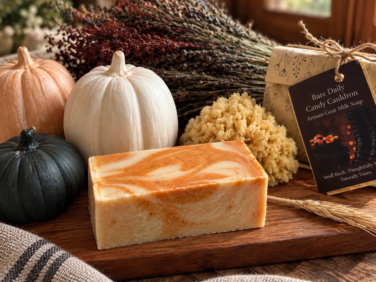 Bare Daily Limited Edition Halloween goat milk soap bar called Candy Cauldron