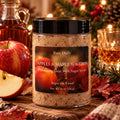 Bare Daily Apples and Maple Bourbon Exfoliating Goat Milk Sugar Scrub 10 oz jar on a rustic autumn holiday background with apples and maple leaves.