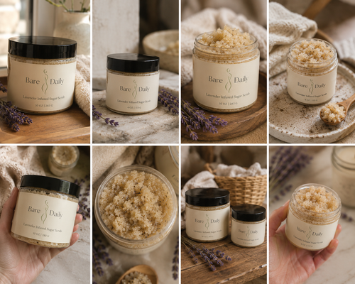 Bare Daily Lavender Infusion Sugar Scrub — Goat Milk, Shea, Cocoa & Mango Butter Exfoliating Body Scrub