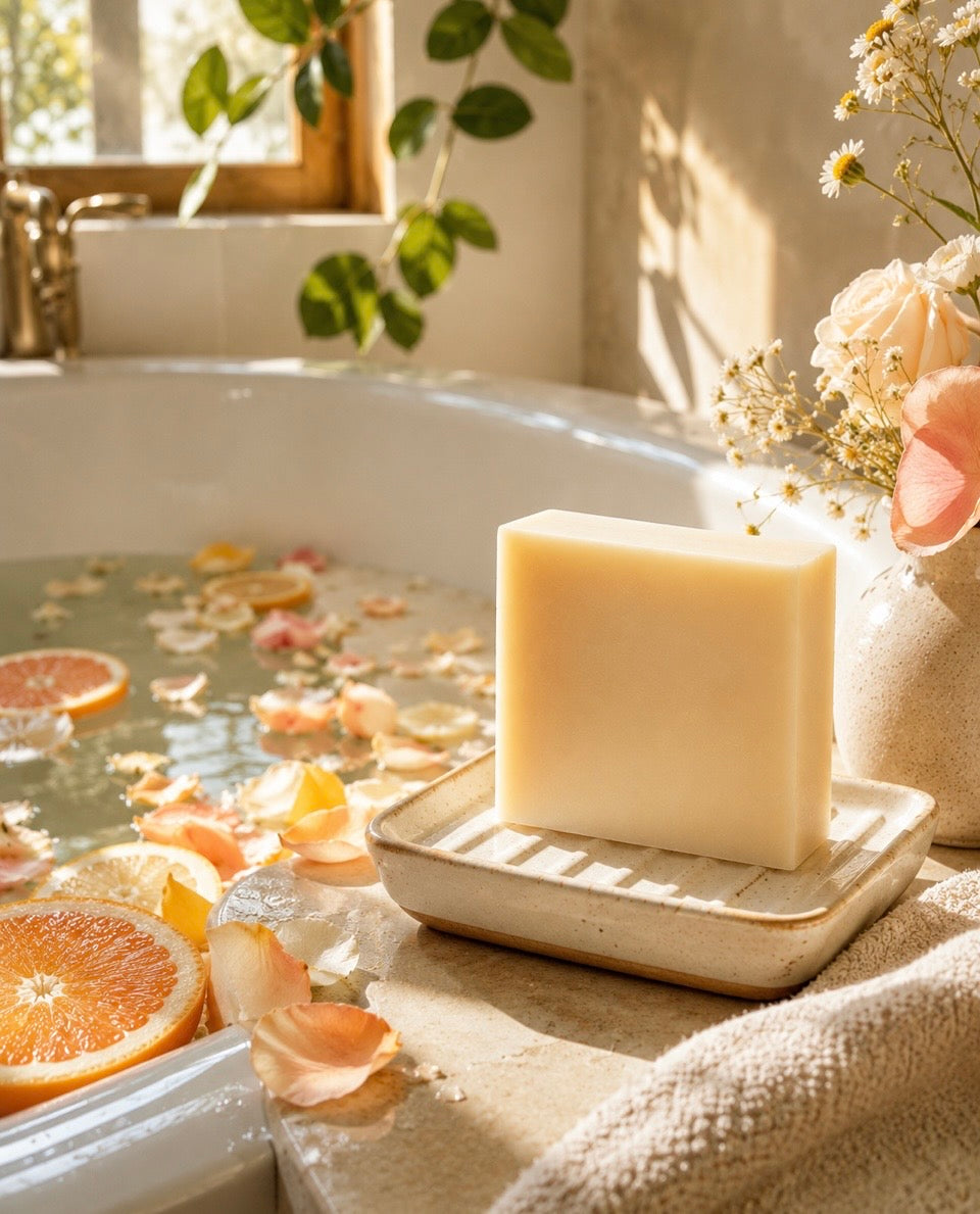 Citrus Petals Lard & Goat Milk Soap | Clean Floral Citrus Lard Bar Soap