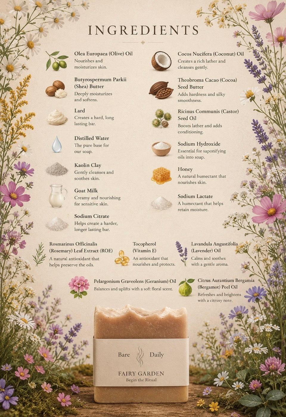 Fairy Garden Lard & Goat Milk Soap | Floral & Sweet Apple Lard Bar Soap