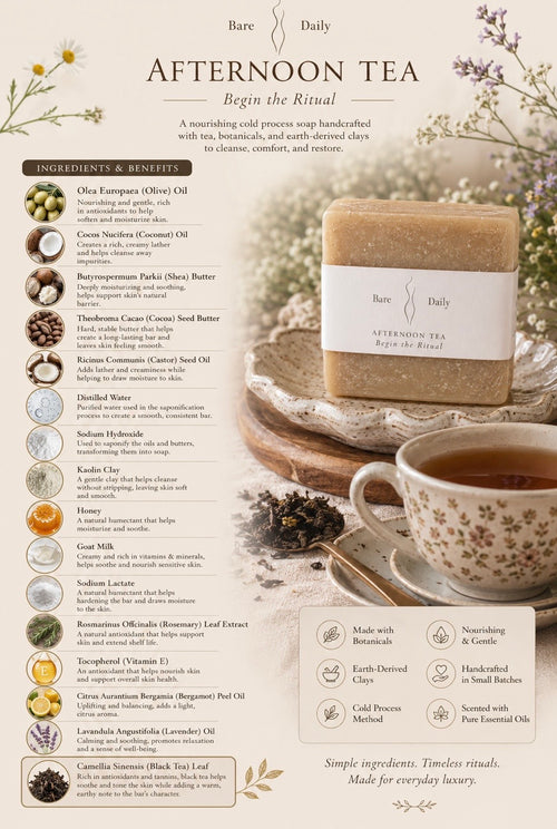Afternoon Tea Lard & Goat Milk Soap | Refined Black Tea & Bergamot Lard Bar Soap
