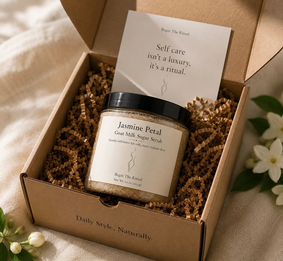 Jasmine Petals Goat Milk Sugar Scrub | Exfoliating Body Scrub with Bergamot & Ylang Ylang | 10 oz