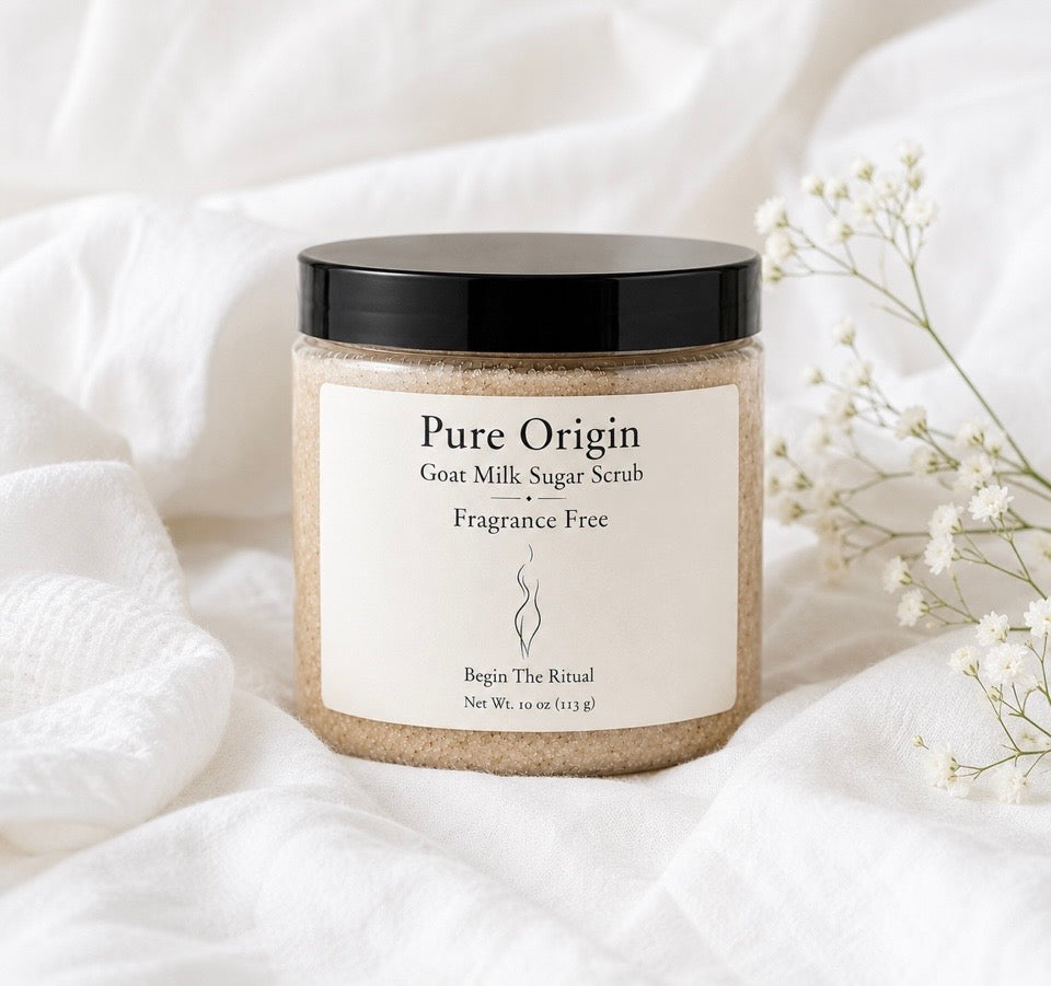 Fragrance-Free Goat Milk Sugar Scrub | Pure Origin Unscented Exfoliating Body Polish for Sensitive Skin