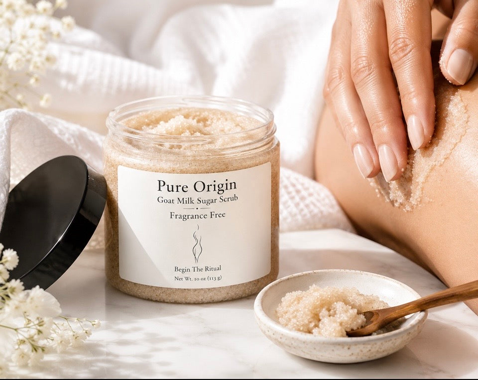 Fragrance-Free Goat Milk Sugar Scrub | Pure Origin Unscented Exfoliating Body Polish for Sensitive Skin
