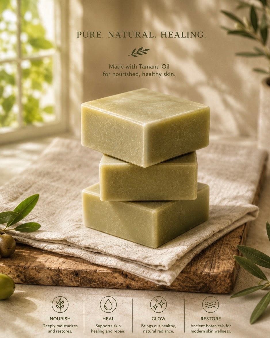 Soothing Tamanu Healing (Chunky 5.5 oz Size Bar) — Premium Long-Lasting Goat Milk Soap